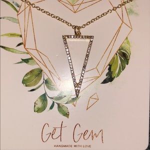 Gold triangle rhinestone crystal necklace